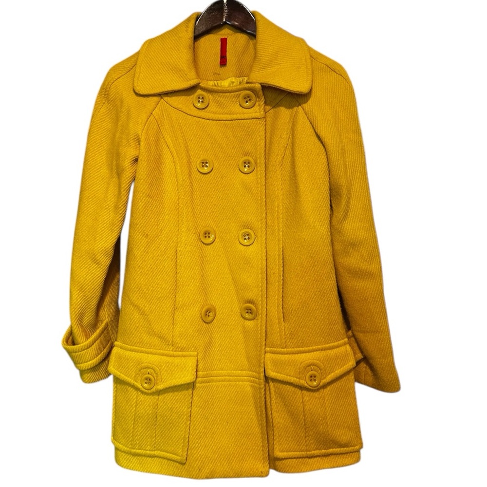 Yellow wool coat for women double breasted, Saks off brand 5/48